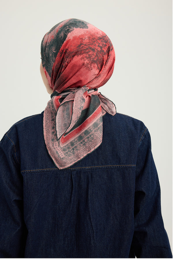 Efilia Desenli Eşarp - Köklerin Aynası - Pudra