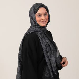 Pamuk İpek Şal - Mandala Desen - Siyah