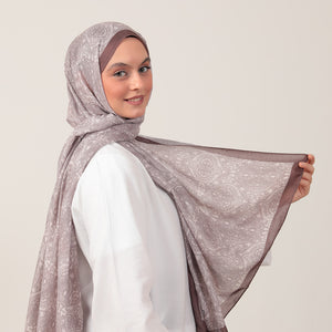 Pamuk İpek Şal - Mandala Desen - Latte