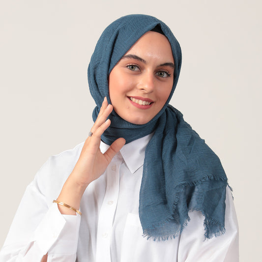 Bürümcük Şal - Petrol Mavisi