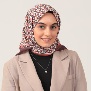 Twill Eşarp - Puzzle Desen - Acı Kahve