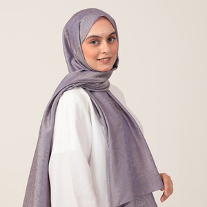 İpeksi Çift Taraflı Jakar Şal - Rose Desen - Lavanta
