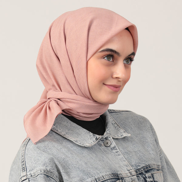 Yazlık Denim Eşarp - Pudra