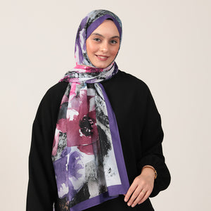 Pamuk İpek Şal - Hatmi Desen - Sümbül