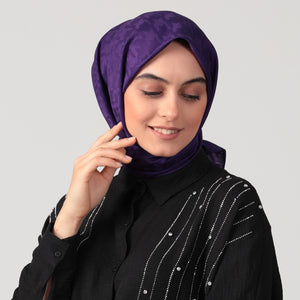 Pamuk Jakar - Büyük Kazayağı Desen Eşarp - Mor