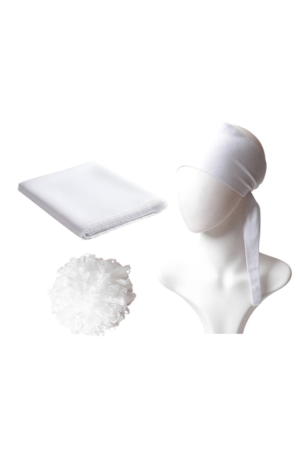 Hacimli Tokalı Topuz Set - Beyaz