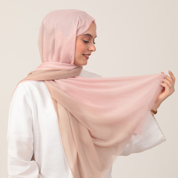 Degrade Şal - Pudra Pembe