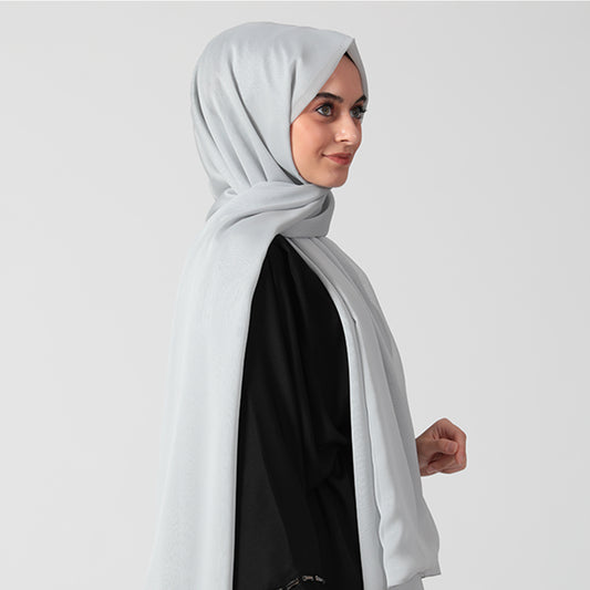 Janjanlı Şifon Şal - Buz Beyazı