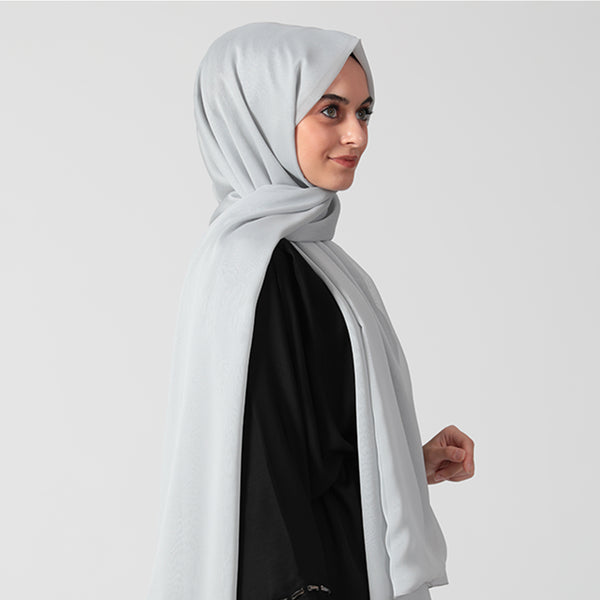 Janjanlı Şifon Şal - Buz Beyazı