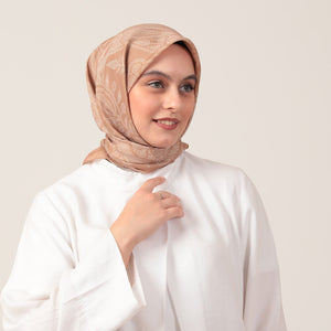 Pamuk İpek Eşarp - Mistik Desen - Koyu Gold