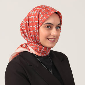 Pamuk İpek Eşarp - Halka Desen - Tarçın