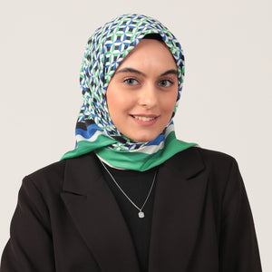Twill Eşarp - Hipnoz Desen - Fıstık Yeşili