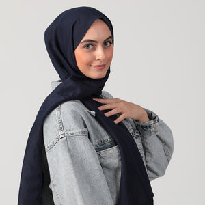 Pamuk Vual Şal - Lacivert