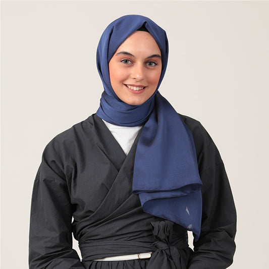 Janjanlı Şifon Şal - Parlament Mavisi