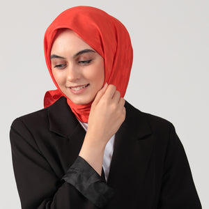 Pamuk Jakar - Büyük Kazayağı Desen Eşarp - Turuncu