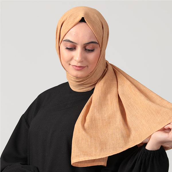 Spor Dikişli Taşlanmış Pamuk Şal - Hardal