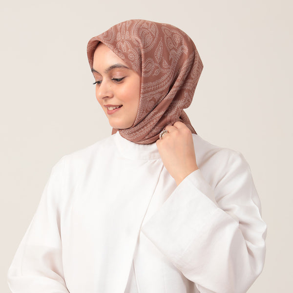 Pamuk İpek Eşarp - Mistik Desen - Camel