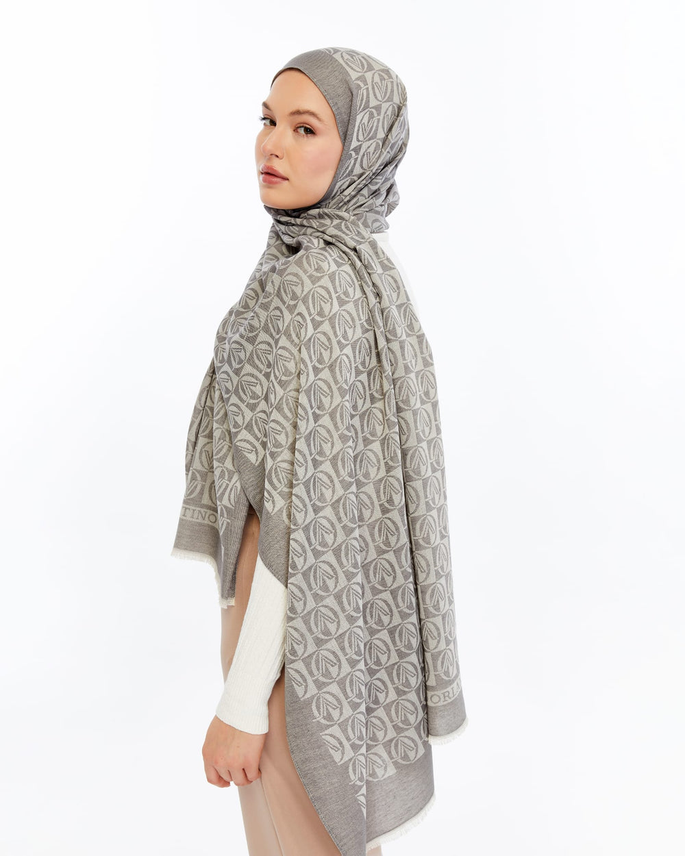 Lana Dama Desen Şal - Gri