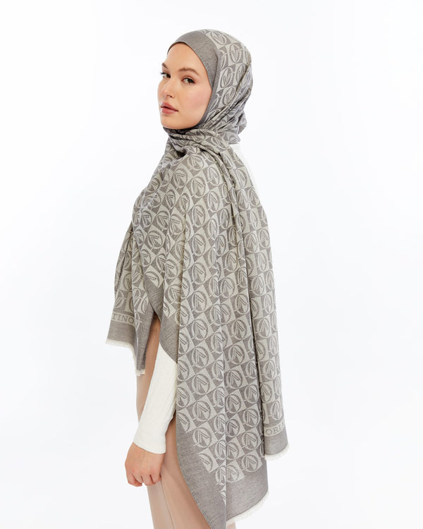 Lana Dama Desen Şal - Gri