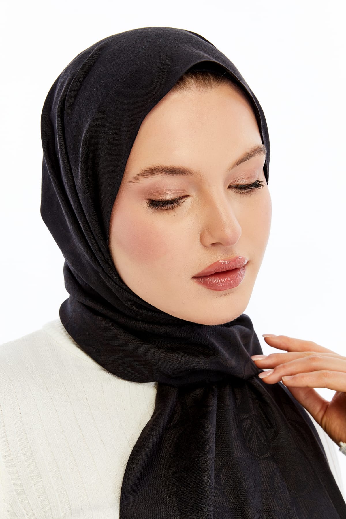 Lana Dama Desen Şal - Siyah