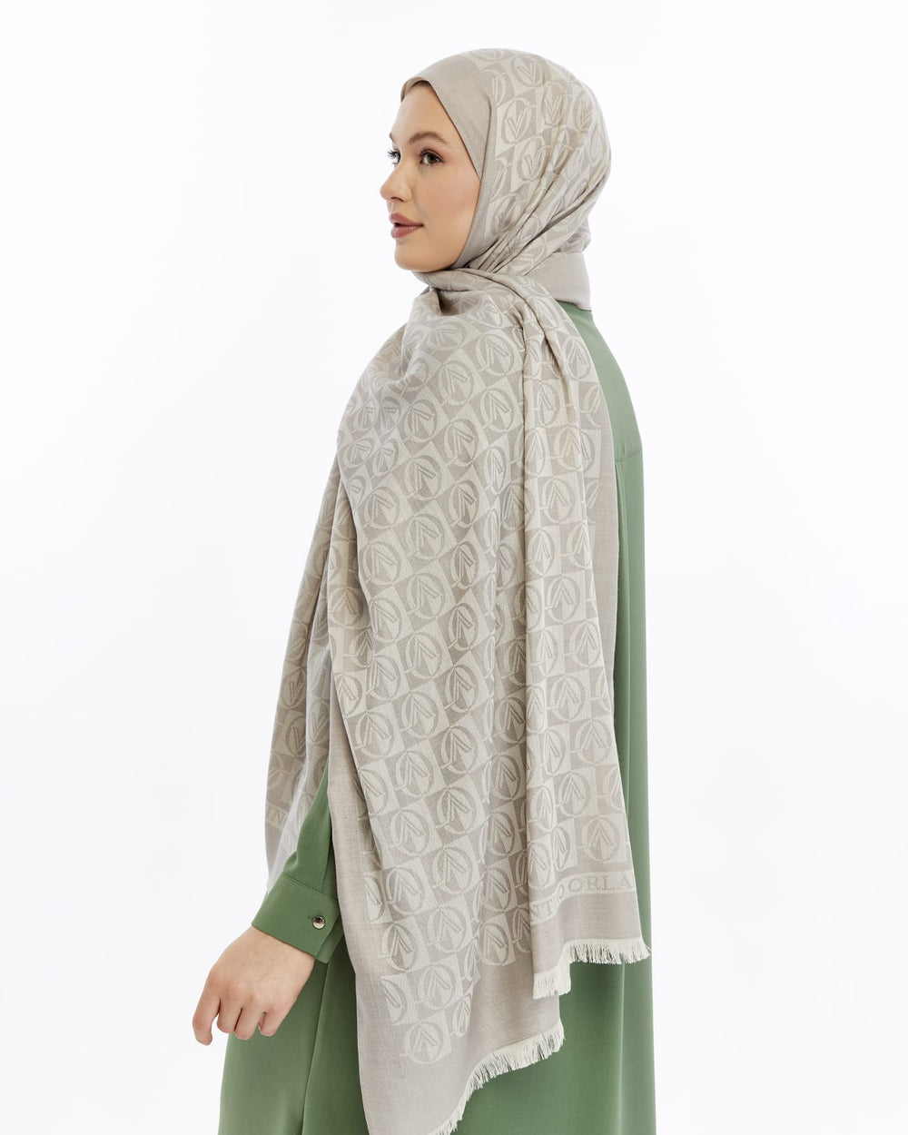 Lana Dama Desen Şal - Latte