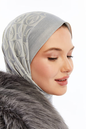 Lana Dama Desen Şal - Buz Mavisi