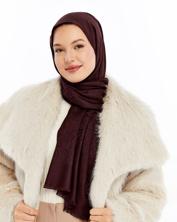 Lana Dama Desen Şal - Bordo