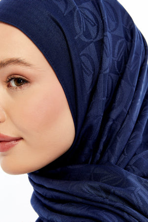 Lana Dama Desen Şal - Lacivert