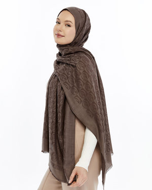 Lana Dama Desen Şal - Tatlı Kahve