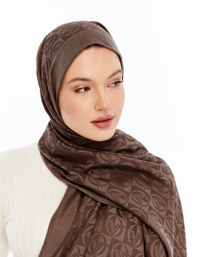 Lana Dama Desen Şal - Tatlı Kahve