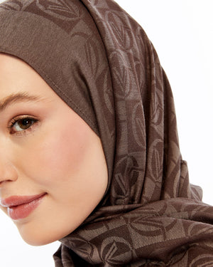 Lana Dama Desen Şal - Tatlı Kahve