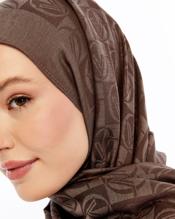 Lana Dama Desen Şal - Tatlı Kahve