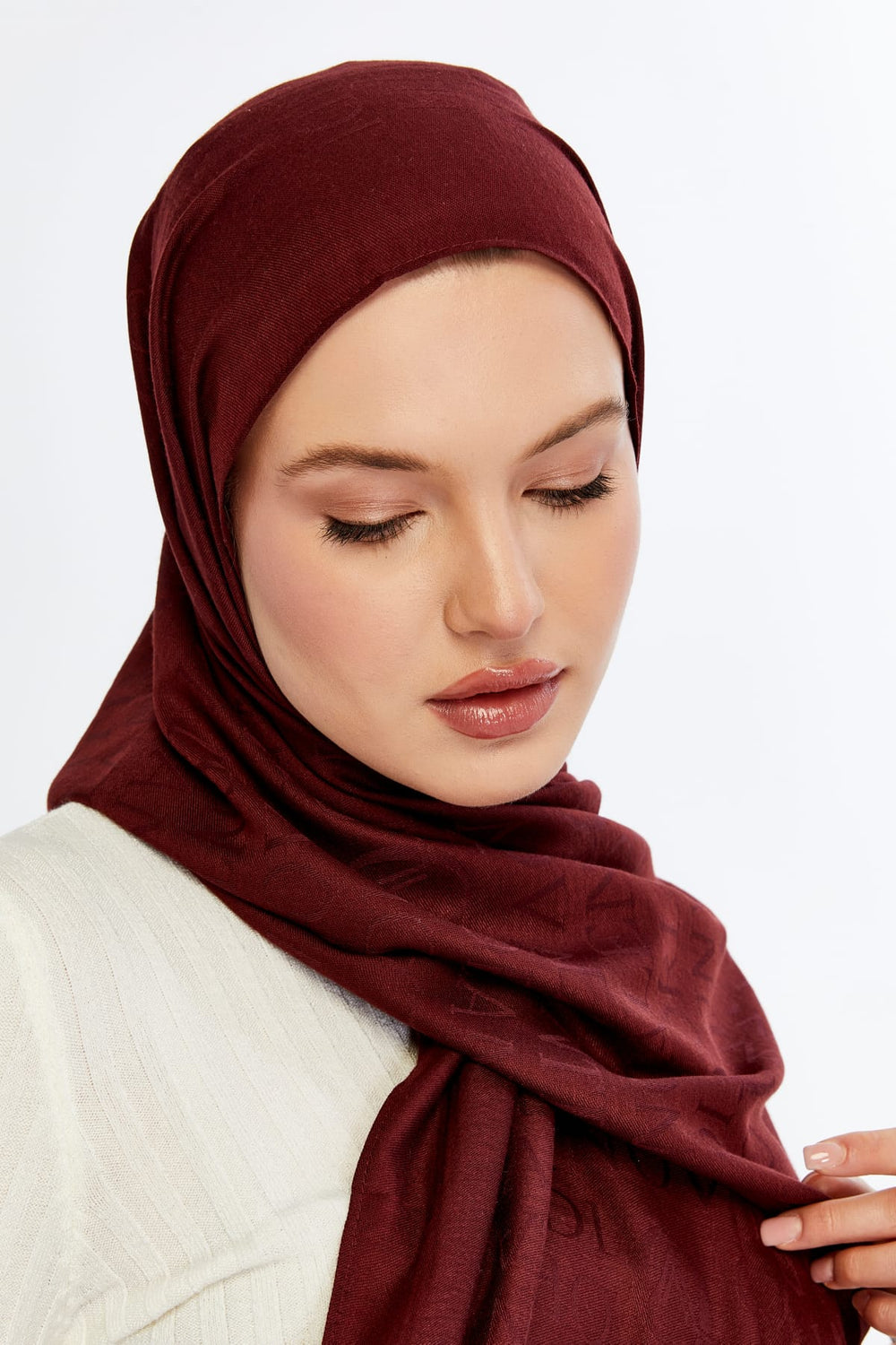 Lana Logo Desen Şal - Bordo