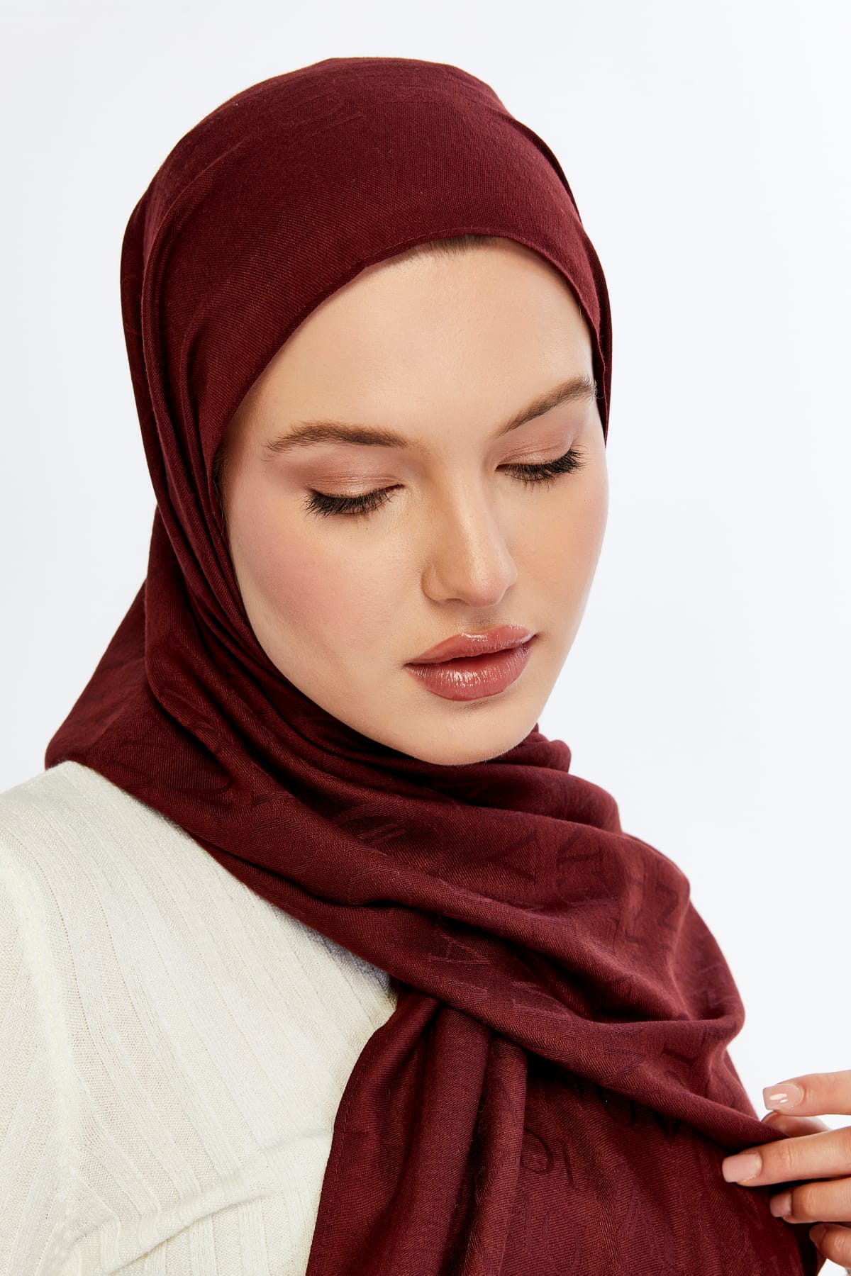 Lana Logo Desen Şal - Bordo