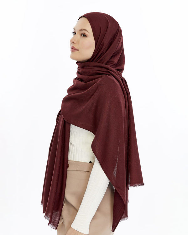 Lana Logo Desen Şal - Bordo