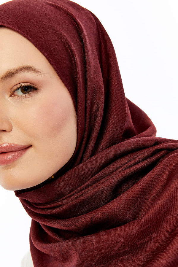 Lana Logo Desen Şal - Bordo
