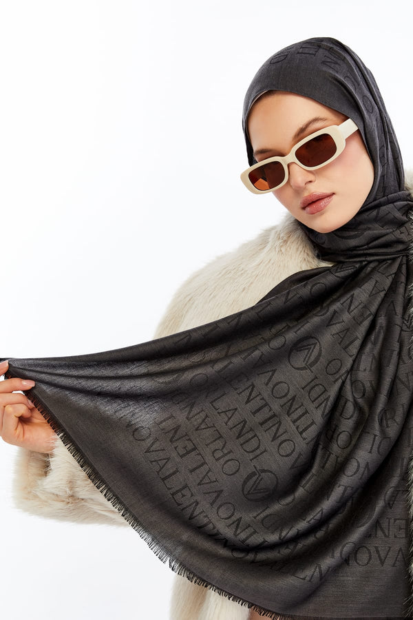 Lana Logo Desen Şal - Füme