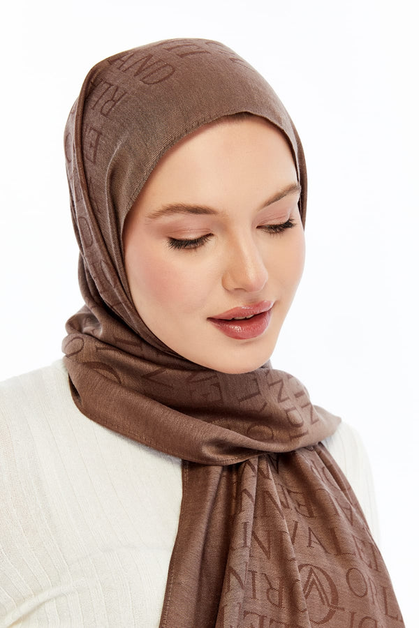 Lana Logo Desen Şal - Tatlı Kahve