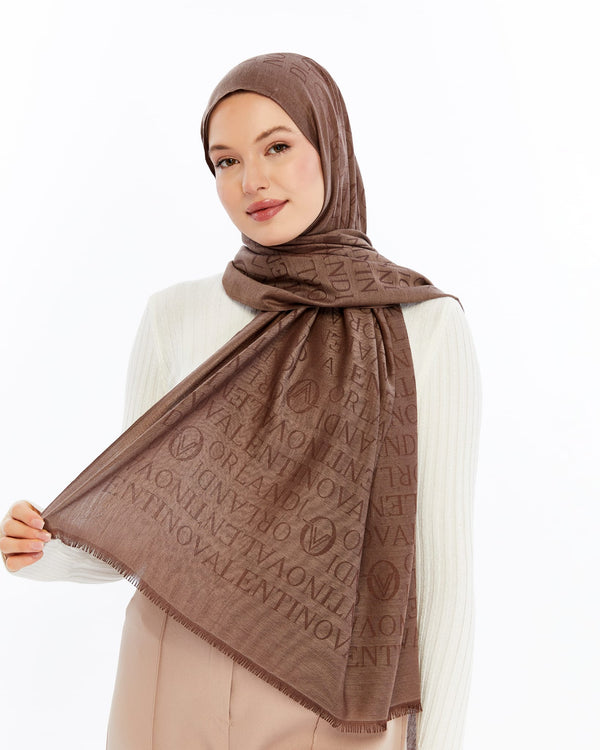 Lana Logo Desen Şal - Tatlı Kahve