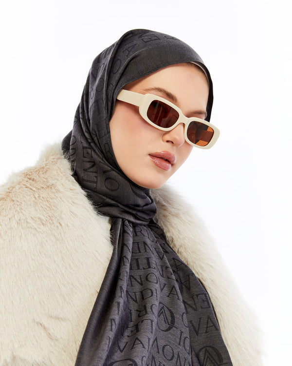 Lana Logo Desen Şal - Füme