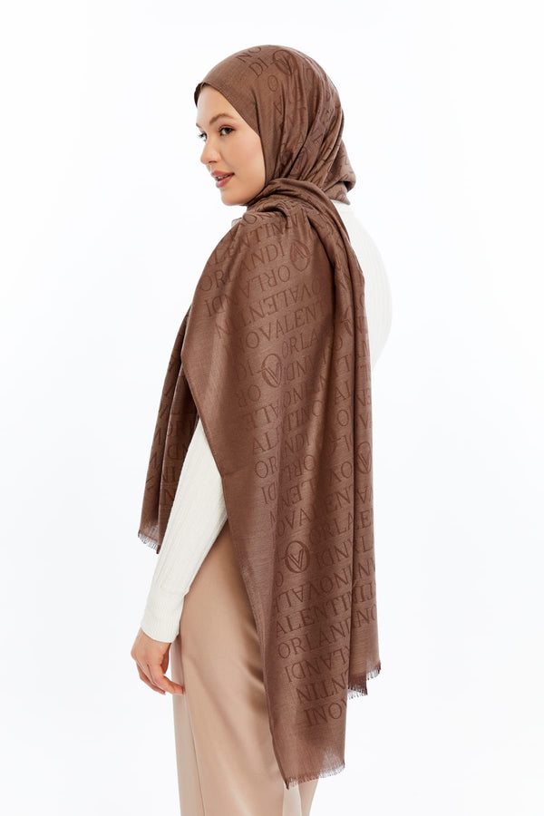 Lana Logo Desen Şal - Tatlı Kahve