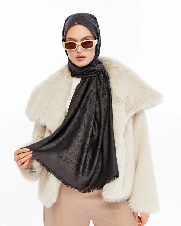 Lana Logo Desen Şal - Füme