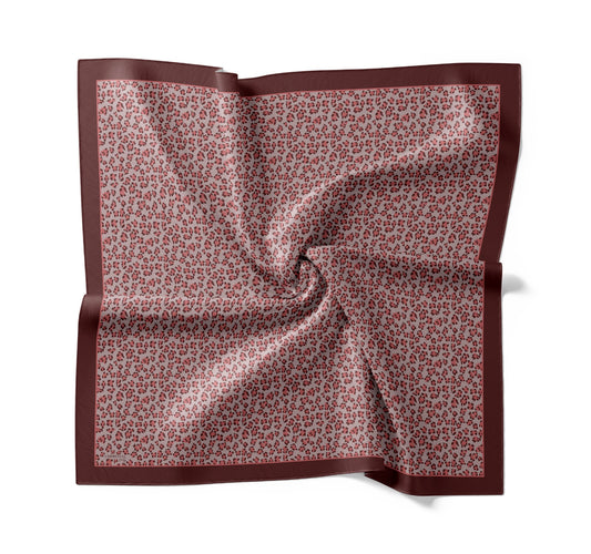 Tensel Eşarp - Leopar Desen - Bordo Gri