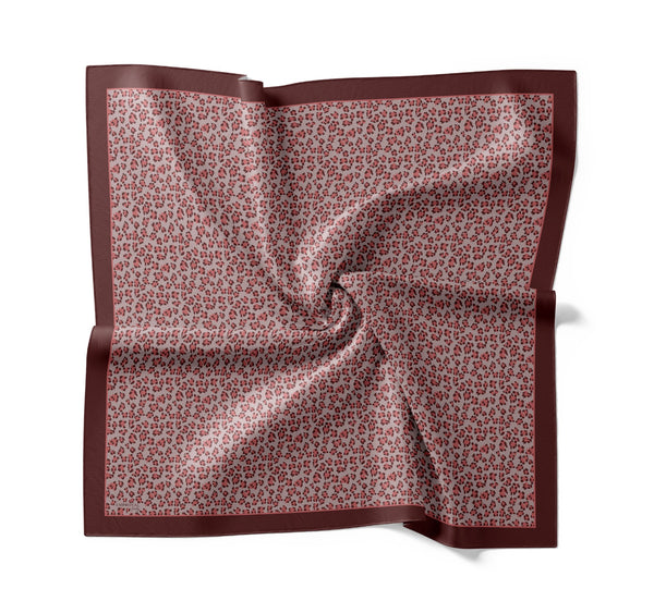 Tensel Eşarp - Leopar Desen - Bordo Gri