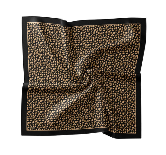 Tensel Eşarp - Leopar Desen - Siyah Gold