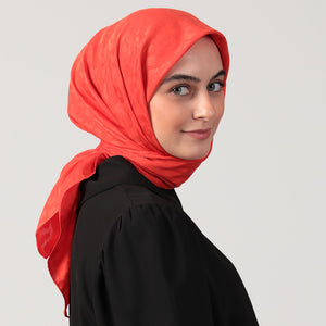 Pamuk Jakar - Leopar Desen Eşarp - Turuncu