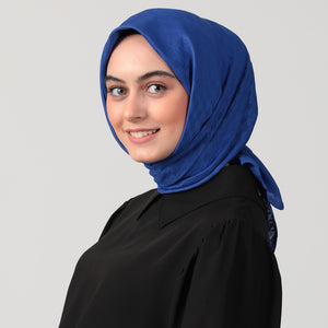 Pamuk Jakar - Kazayağı Desen Eşarp - Saks Mavi