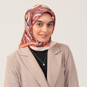 Twill Eşarp - İlkbahar Desen - Kiremit