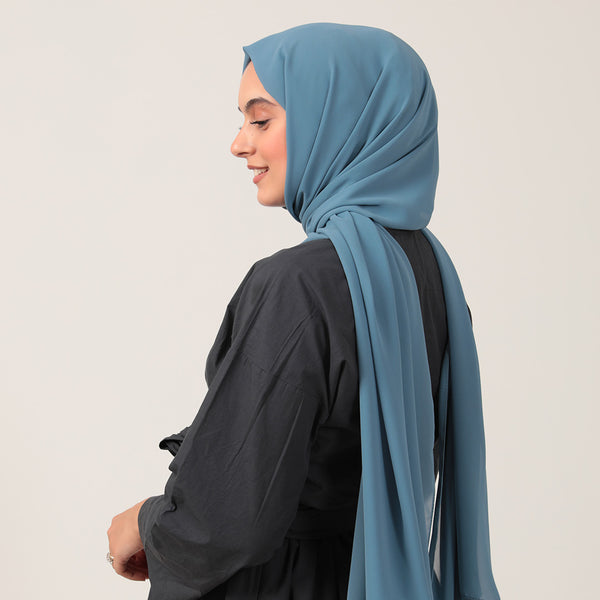 Şifon Şal - Gök Mavi