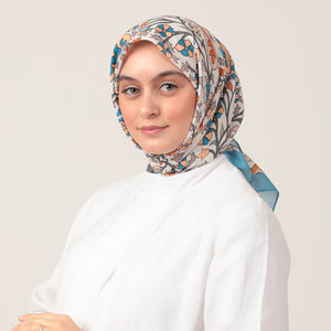 Pamuk İpek Eşarp - Etnik Floral Desen - Çakmak Taşı